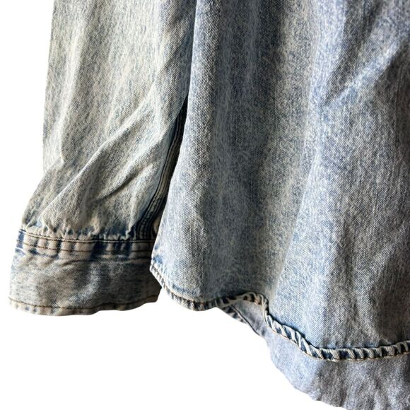 Wild Fable Acid Wash Denim Long Sleeve Pearl Snap Shirt Womens Sz. Large 80's - Picture 5 of 11